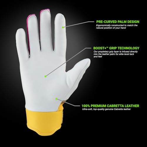 Grip Boost Baseball Batting Gloves with Boost Plus Leather – Adult and Youth Sizes for Men and Youth Players (Sunset, Medium) - Thumbnail 3