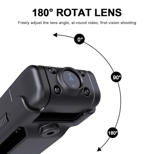 Mini Body Camera 1080P with Audio & Video Recording Small POV Cam with 64G Card - Wearable Personal Portable Cameras Recorder DV - Night Version Camcorder for Security Work Records Guard Traveling - Thumbnail 3