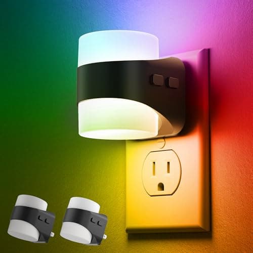 L LOHAS LED Colored Night Lights Plug into Wall, 3 Brightness Level, 1W Low Power Nightlight with Auto On/Off Sensor, Ideal for Living Room, Bathroom, Bedroom, Kids Room, 2 Pack - Image 1