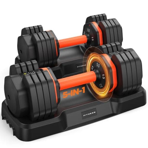 2025 Updated Adjustable Dumbbell Set of 2, 5-IN-1 Weights Dumbbell Set with Storage Box, 25lbs/55lbs Adjustable Weights with Anti-slip Silicone Grip, Weight Set For Home Gym Suit both Men and Women (55LBS Pair(Total 110LBS)) - Image 1