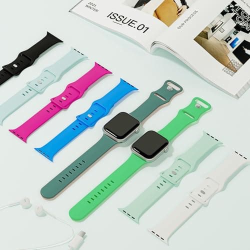 Sport Band Compatible with Apple Watch Bands 40mm 38mm 41mm 42mm 44mm 45mm 49mm for Women Men,Soft Silicone Waterproof Replacement Strap for Apple Watch Series 11 10 9 8 7 6 5 4 Ultra 3 2 1 SE - Thumbnail 2