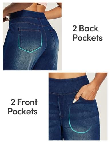 IUGA Wide Leg Jeans Woman High Waisted Pull On Baggy Jeans for Women Stretchy Trendy Womens Jean Straight Casual Denim Pants - Thumbnail 6