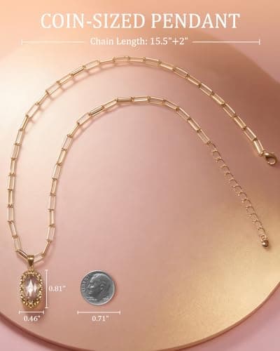 Anranyo 18K Chunky Gold Necklace for Women Trendy, Pink Birthstone Necklace, Hypoallergenic, Non Tarnish, Minimalist, Birthday Day Gifts for Wife Daughter Sister Girlfriend - Thumbnail 5