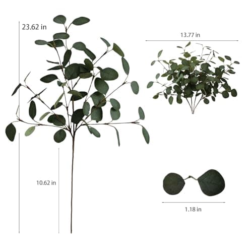 siqifloral 4pcs 23.62" Artificial Flowers Realistic Faux Eucalyptus Greenery Stems Fake Flowers Leaves for Vase, Wedding Home Decor,Mother's Day Table Centerpiece Spring Decoration - Thumbnail 2