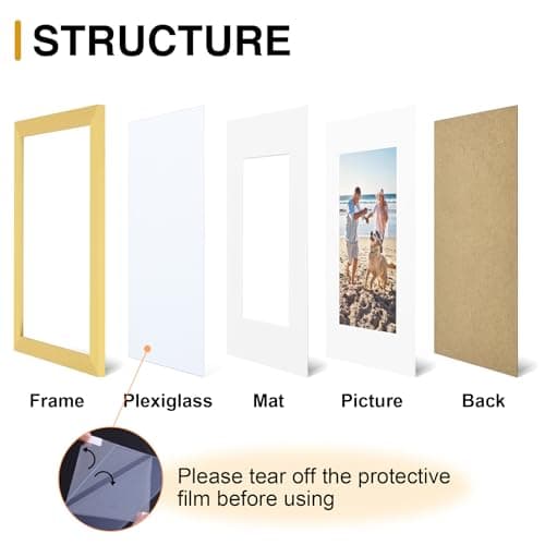 decorUhome 12x16 Picture Frame, Display 8.5x11 Certificate with Mat or 12x16 Poster without Mat, Wall Mounting Photo Frame, Gold, 1 Pack - Thumbnail 2