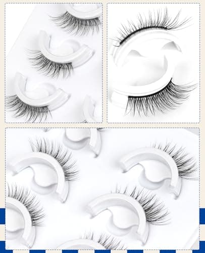 Obeyalash Waterproof Self Adhesive Eyelashes,Half Eyelashes 6-14mm, 5 Pairs Natural Look Stick on False Eyelashes, No Glue Needed, Wispy Glueless Lashes Reusable and Comfortable (M874) - Thumbnail 5