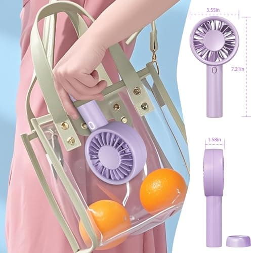 Decute Handheld Turbo Fan Strong Wind Mini Portable Fans, Hand Held USB-C Rechargeable Travel Fan for Indoor Makeup Office Desktop and Outdoor Beach, for Women Girl Men Boy(Purple) - Thumbnail 3