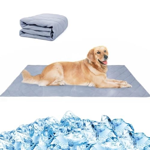 NACOCO Pet Summer Cooling Blanket 31.5" x 43.3" Double-sided availability Mat Dog Throw Puppy Self Cat Pad Bed Cover for Home Outdoor Sofa Sleeping Washable Portable Lightweight Small to Large(Grey,S)