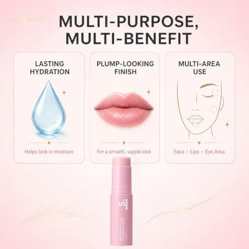 PDRN Pink Collagen Multi Balm Stick – Collagen Plumping Formula with NAD & Vitamin E | Hydrating Non-Greasy Balm for Face Lips Eyes Neck Body, Travel Size 1 Pack - Thumbnail 3