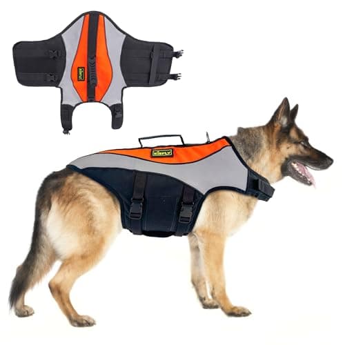 Dog Life Jackets for Large Breeds – Reflective Dog Life Vests for Swimming and Boating, Buoyancy Aid with Rescue Handle, Adjustable Swim Safety Vest (XL, Orange) - Image 1