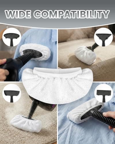 TEEVOGO 8 Pack Universal Microfiber Cloths for Handheld Steam Cleaner, Double-Layered Reusable & Washable Pads, Compatible with Bissell SteamShot, Wagner, PurSteam, McCulloch, Dupray and More - Thumbnail 2