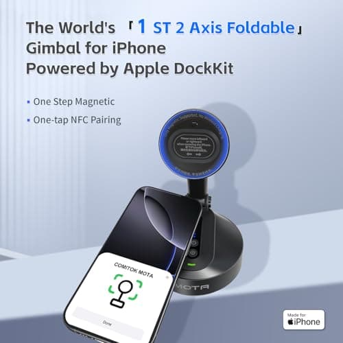 COMITOK Magnetic Auto Face Tracking Stand Tripod MOTA for iPhone Follows Your Movement Hands-Free Video Recording with 360 Degree Holder for Livestreaming, Vlog, Support Tiktok, YouTube - Black - Thumbnail 2