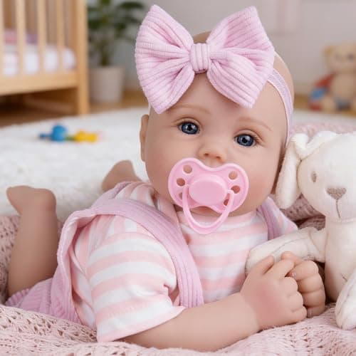 Milidool Lifelike Reborn Baby Dolls Realistic Baby Girl Dolls 18Inch Newborn Baby Girl with Pink Doll Clothes with Elephant Pattern for Kids Age 3+ - Image 1