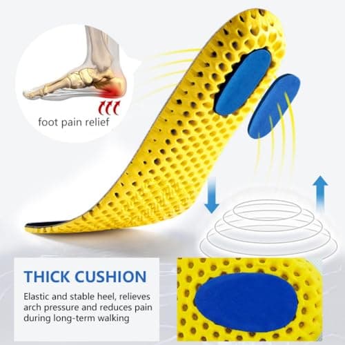 XINIFOOT 3 Pairs Elastic Shock Absorbing Shoe Insoles Breathable Honeycomb Sneaker Inserts Sports Shoe Insole Replacement Insoles for Women - Thumbnail 3