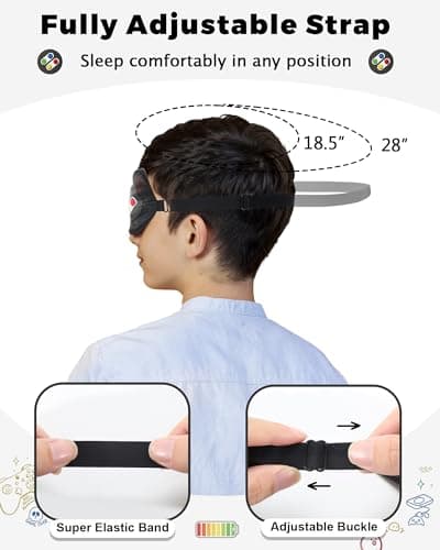 BeeVines 2 Pcs 100% Mulberry Silk Sleep Mask, Game Themed Eye Mask for Kids & Adults, Soft Skin-Friendly Blackout Eye Cover with Adjustable Strap, Lightweight Silk Eye Mask for Travel Sleep - Thumbnail 4