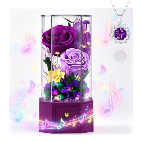 Vryblos Forever Rose with Necklace Purple Preserved Rose Eternal Flower for Delivery Gift for Women Wife Girlfriend Mom Best Friend, Valentine’s Day Anniversary Birthday - Thumbnail 2