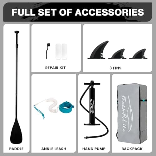 FEATH-R-LITE Inflatable Stand Up Paddle Board 10'x30''x6'' Ultra-Light (16.7lbs) SUP with Paddleboard Accessories,Three Fins,Adjustable Paddle, Pump,Backpack, Leash - Thumbnail 5