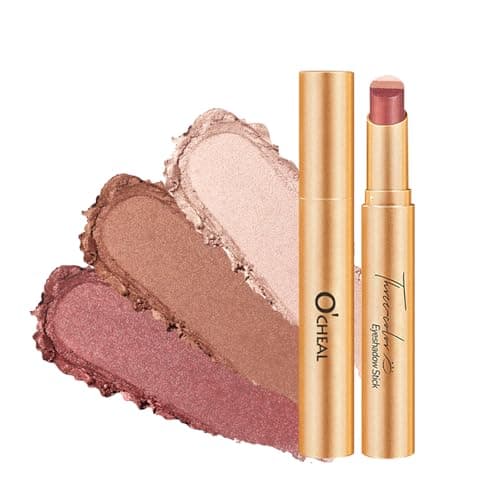 O'CHEAL 3 Color Gradient Eyeshadow Stick Matte Shimmer Waterproof Long-lasting Crease-proof & easy to apply, suitable for dailymakeup touch-ups，Eye shadow pen for Make Up 04#Fine Glitter Roses
