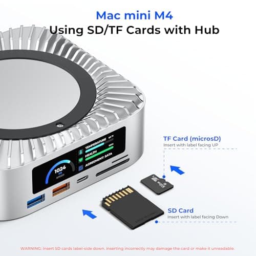 RayCue All-in-One Dock for Mac mini M4 with Smart Displays, NVMe/SATA SSD Enclosure, 4K60Hz HDMI, 10G USB-A/C, 5G USB-A*2, USB-C Charging, SD/TF, Audio – Mac mini M4 HUB &Docking Station(2024) - Thumbnail 5