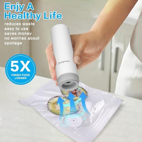 Handheld Vacuum Sealer for Food Powerful Vacuum Sealer Machine,Seal Meal Saver,Portable Food Sealer (Vacuum Sealer Machine + 20 Reusable Vacuum Bags） - Thumbnail 2