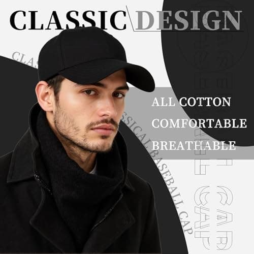 Oeyliz Baseball Cap Hat Men Women Baseball Cap Adjustable Plain Hat One Size All Seasons Running Fishing Workouts Outdoor Activities Black - Thumbnail 2