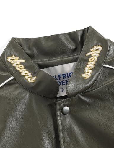 Aelfric Eden Faux Leather Jacket Oversized Racing Motorcycle Jackets Moto Coats Unisex Trendy Streetwear Jacket Green S - Thumbnail 3