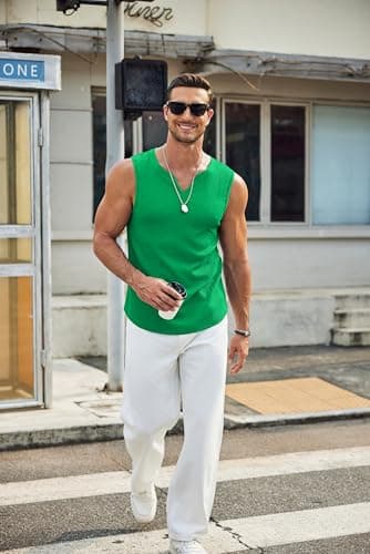 COOFANDY Mens St Patrick's Day Sleeveless Shirt Slimming Dress Tank Top Nice Undershirt Quick Dry Summer Beach - Thumbnail 3