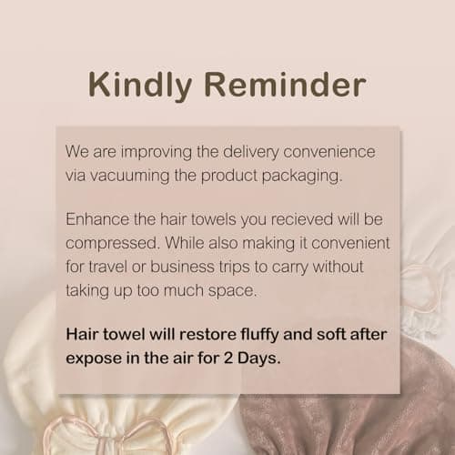Jseng Microfiber Hair Towel Caps, 3 Packs, Fast Drying, Cute Bowtie Design, Cream, Khaki, Pink, Women & Girls Aged 14 And Above - Thumbnail 5