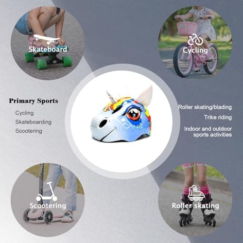 Unicorn Toddler and Kids Bike Helmet Adjustable and Multi-Sport for Child Boys and Girls.for Bicycle Skateboard Skating Scooter Helmet with Rear Light - Thumbnail 5
