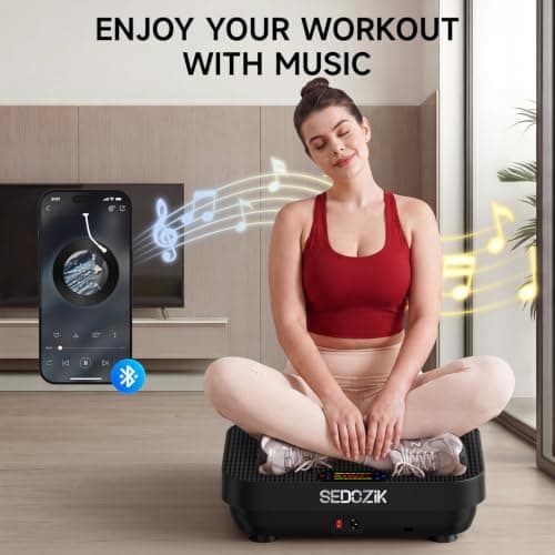 SEDOZIK Vibration Plate Exercise Machine, Vibration Plate for Lymphatic Drainage Weight Loss, 450 Lbs Capacity Full Body Vibrating Platform Workout Equipment with Bands Bluetooth for Women Men, Black - Thumbnail 6