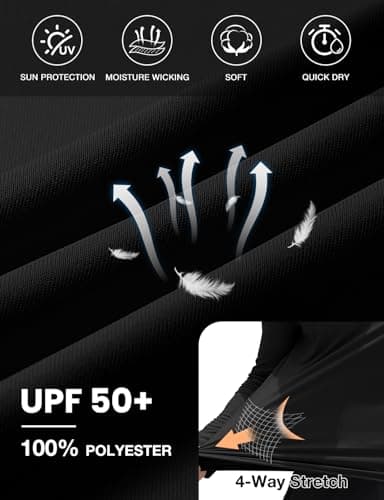 3rd hill Men's UPF 50+ Sun Hoodie UV Protection Long Sleeve Swimming Rash Guard SPF Quick Dry Fishing Hiking Shirt for Outdoor Sports Black XL - Thumbnail 3