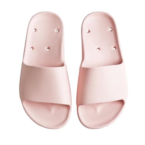 GETOEU Arch Support Shower Shoes for Women and Men Quick Drying with Drain Holes Slide Sandals Soft Cushioned Anti-Slip Pool Slides Comfort Bathroom Shower Slides,Pink - Image 1