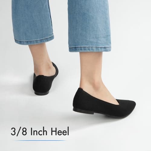 ATHMILE Pointed Toe Flats for Women Dressy Bronze Work Shoes Business Casul Knit Ballet Flats Slip on Office Ladies Comforttable Dress - Thumbnail 4