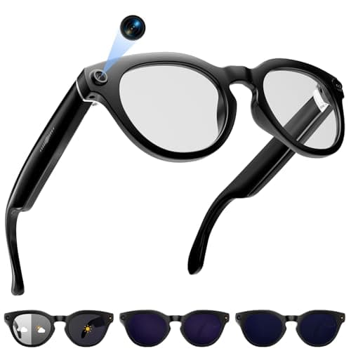 AI Smart Glasses with Camera, 2K Camera Glasses,12MP Video Recording Glasses, Real Time Translation, AI Voice Assistant,Sunglasses with 3 Pack Lenses - Photochromic Lenses,Purple and Blue Lenses - Image 1