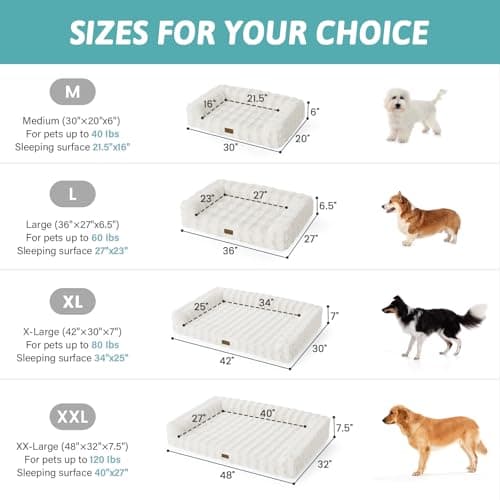 COZY KISS Faux Rabbit Fur Orthopedic Dog Bed, Dog Bed for Medium Size, Supportive Foam Pet Sofa with Waterproof Lining Cover, Washable U-Shaped Pet Couch with Anti-Slip Bottom, Beige M 30x20x6.5 inch - Thumbnail 3