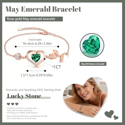 JACUPO Rose Heart Necklace Earrings Bracelet Set Moissanite/Lab-Grown Sapphire/Ruby Options S925 Silver Plated 18K White Gold Engraved I LOVE YOU Ideal for Mother's Day Proposal Gift for Girlfriend Wife (Necklace 1.2CT / Earrings 0.8CT) - Thumbnail 5