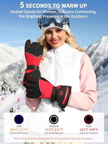Heated Gloves with Battery,Women Heating Gloves,USB Electric Motorcycle Glove,Touchscreen Hand Warmers Rechargeable,Windproof &Waterproof for Outdoor Working Skiing Biking Cycling Hunting Fishing - Thumbnail 3
