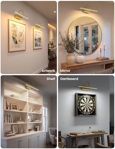 Rechargeable Picture Lights for Wall, Battery Operated Wall Light with Flexible Gooseneck, Wireless Art Lighting for Paintings & Portraits, Remote Control, 3 Colors Dimmable, Timer (Gold, 1 Pack) - Thumbnail 6