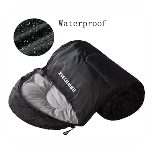 Black Sleeping Bags for Adults Backpacking Lightweight Waterproof- Cold Weather Sleeping Bag for Warm Camping Hiking Outdoor Travel Hunting with Camping Sleeping Bag (Black1, 86 x 31.5inches) - Thumbnail 3