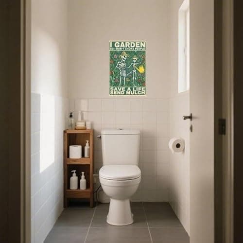 Carastora Funny Garden Skull Tin Sign, Vintage Tin Wall Art for Home, Cafe, Bar and Office, Humorous Skull Quote Metal Poster, 12x8 Inch Weatherproof Decor - Thumbnail 3