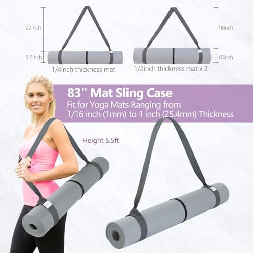 Yoga Mat Strap Carrier with Storage – Adjustable Velcro Tie Straps for Easy Carrying & Secure Holding – Universal Fit for All Mats (Classical Grey) - Thumbnail 4