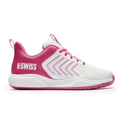 K-Swiss Women's Ultrashot Light Pickleball Tennis Shoe - Lightweight Court Shoes Lateral Movement Stable Support, White/Red 8 M - Image 1