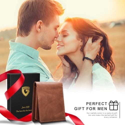 GSOIAX Top Genuine Grain Leather Premium Crazy Horse Wallet for Men-Handcrafted Vintage RFID Blocking Bifold 11 Card Slots 2 ID Windows & 2 Cash Pockets Gift Box Packaging for Him(Brown) - Thumbnail 5