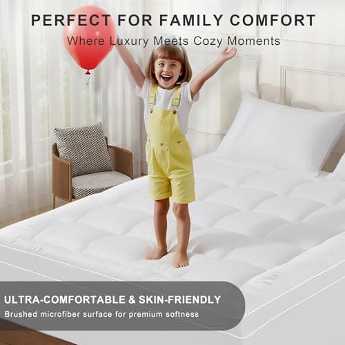 3 inch Mattress Topper King Size Pillow Top - Extra Thick Padded Mattress Pad & Protector, Breathable Fitted Deep Pocket 8-21, Ultra Soft & Supportive 1100GMS - Thumbnail 5