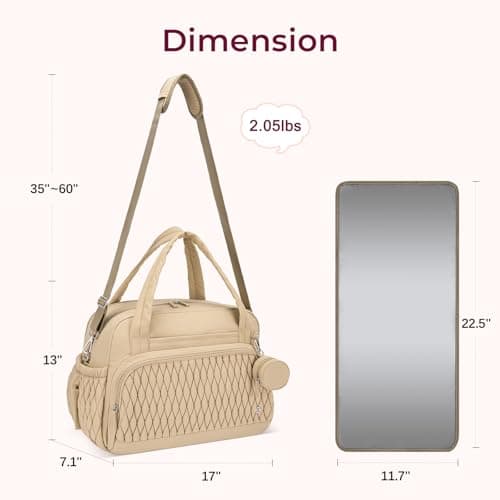 Telena Tote Diaper Bags, Travel Crossbody Large Capacity Hospital Bag for Women Labor Delivery with Pacifier Case Khaki - Thumbnail 3