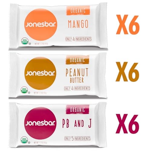 JONESBAR Organic Plant Based Protein Bars | 18 Count Variety Pack | Fruit & Nut Bar, Kosher, Gluten Free, Breakfast Bars, School Snacks, Vegan Snack & Healthy Snacks for Adults and Kids (Pack of 18) - Thumbnail 3