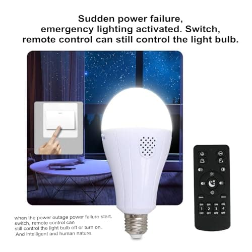 Erkangsm Rechargeable Emergency Smart Light-Bulbs with Remote,Removable Battery Light Bulb,3 Color and Dimmable 1200mAh 12W E27 LED Light Bulbs for Home, Camping, Tent,Pack of 2 - Thumbnail 5