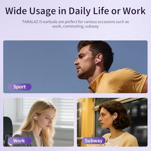 TANALAZ Open Ear Earbuds I5, Bluetooth 6.0 Headphones for Gym & Running, IPX5 Sweatproof, 36H Playtime, Secure Clip-On Fit for Work & Sports - Thumbnail 2