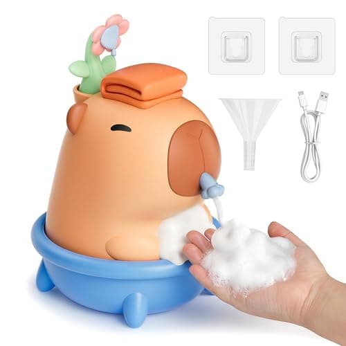 UNEEDE Capybara Hand Soap Dispenser, Automatic Touchless Foaming with Advanced Sensor, IP7 Waterproof, Portable & Wall Mount Rechargeable, 9.5oz/280ml, Cute Soft Silicone for Bathroom, Decor Gifts - Image 1