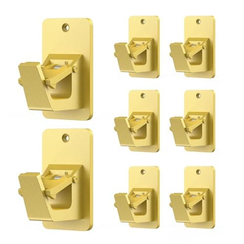 No Drill Curtain Rod Brackets, Universal Curtain Rod Holder, 8 Pack Self Adhesive Curtain Rod Bracket Heavy Duty 30 LB, Nail Free Curtain Rod Bracket for Bathroom, Bedroom, Livingroom, Kitchen, Gold - Image 1